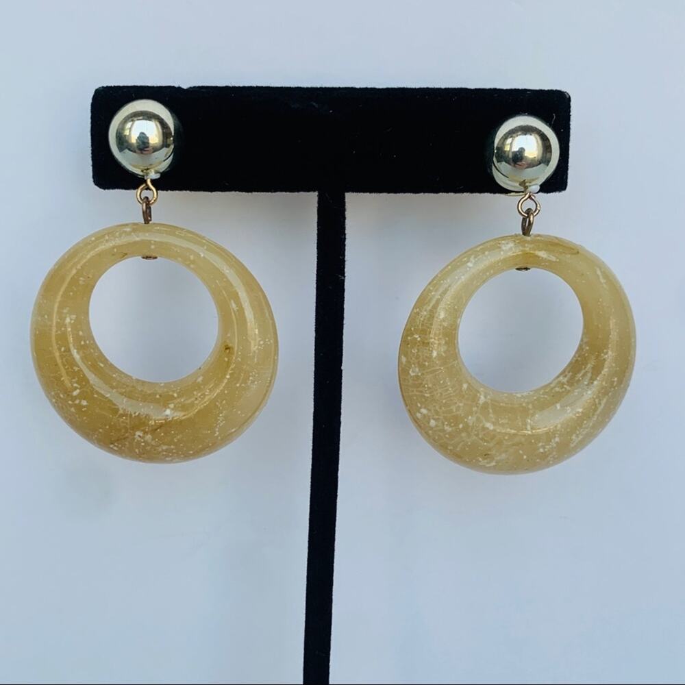 Vintage Soapstone Hoop Dangle Earrings